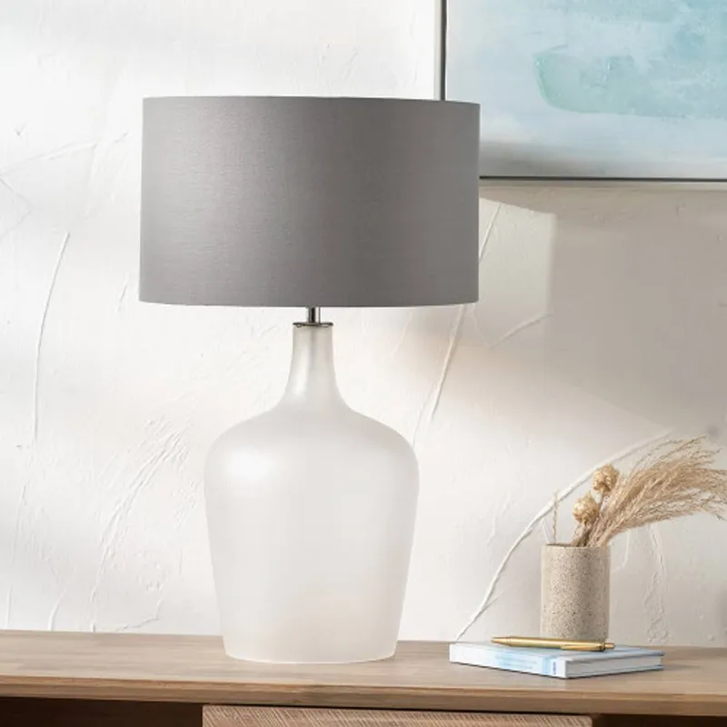 Ruma Unisex Modern Frosted White Glass Table Lamp White female