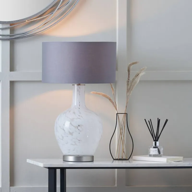 Ruma Unisex Speckled White Glass Table Lamp in Clear Clear One Size female