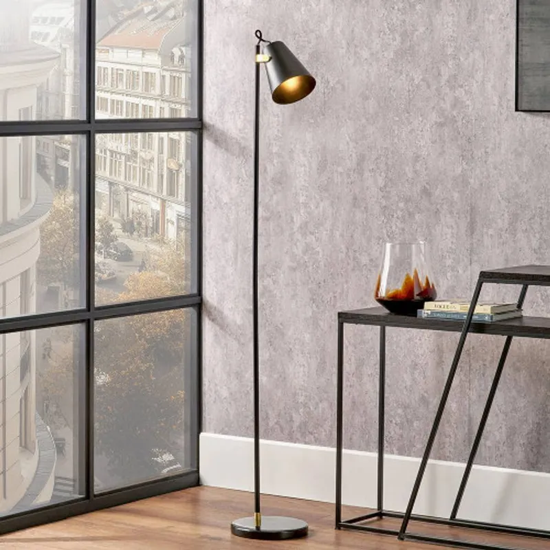 Ruma Black & Brushed Brass Task Floor Lamp - Black