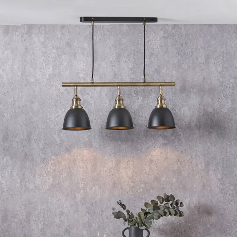 Ruma Unisex Black & Gold Kitchen Island Ceiling Lights Black female