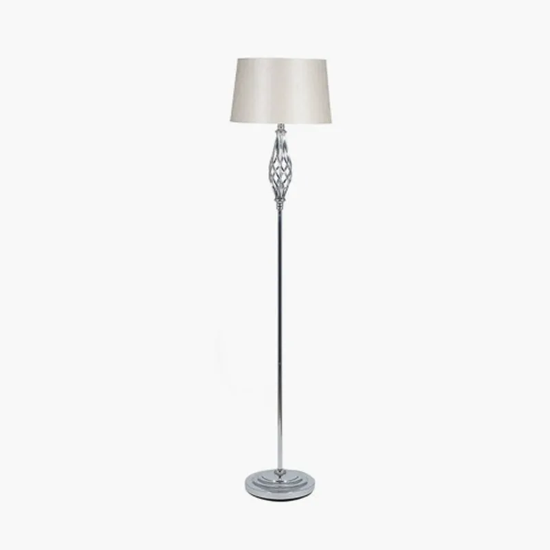 Ruma Elegant Silver Metal Swirl Modern Living Room Lamp Twist Design Silver