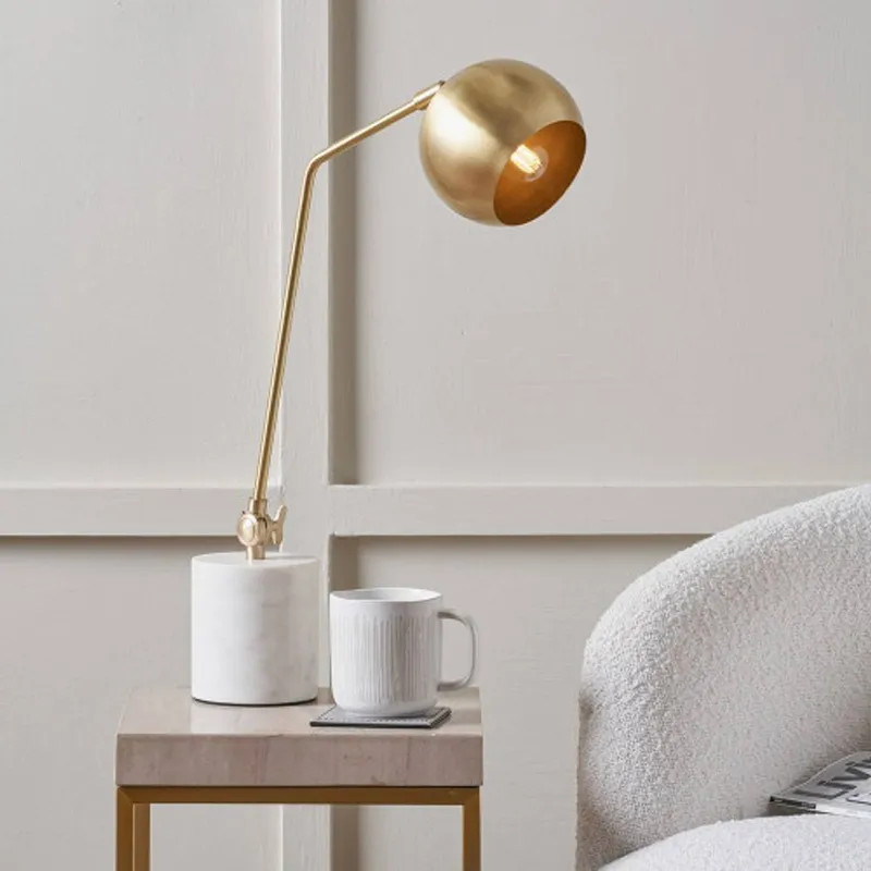 Ruma Unisex Gold Metal & Marble Table Lamp Gold female