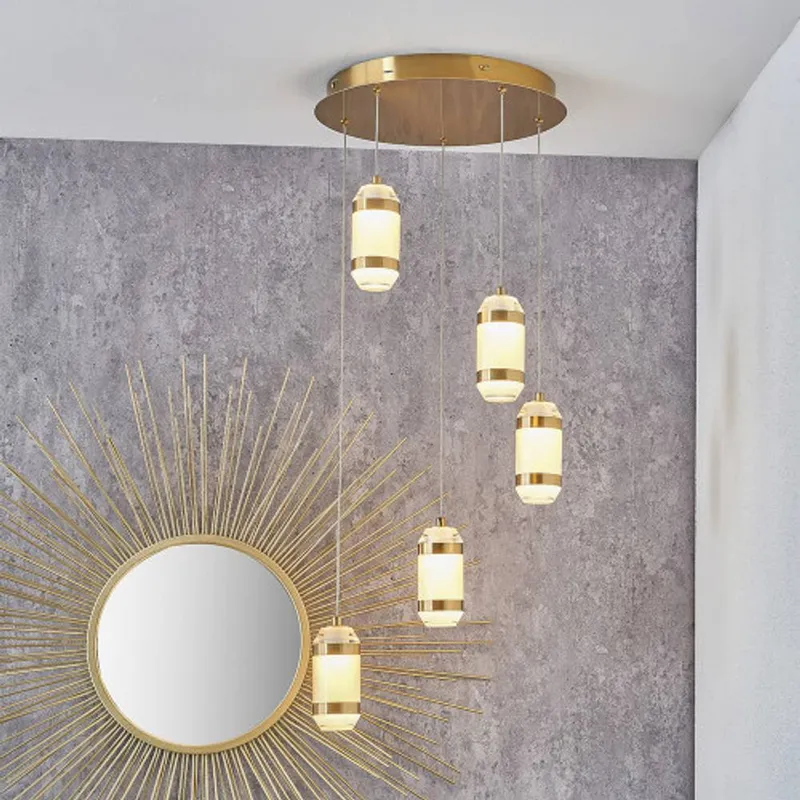 Ruma Gold Metal & White Glass LED Multi Drop Pendant Gold
