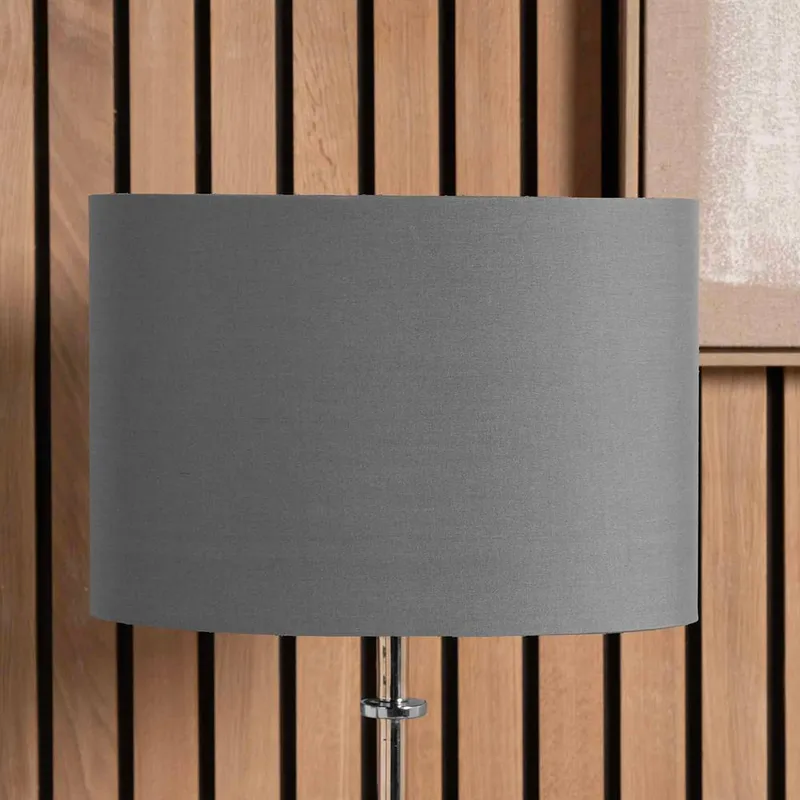 Ruma Grey Oval Poly Cotton Lamp Shade for Table Lamps Size: 10 inches - Grey