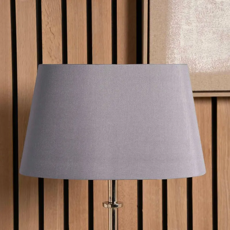 Ruma Grey Oval Poly Silk Tapered Lamp Shade For Table Lamps Size: 16 inches - Grey