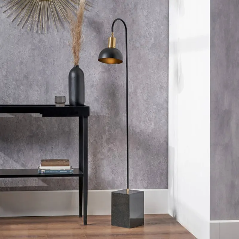 Ruma Matt Black Domed Task Floor Lamp - Black