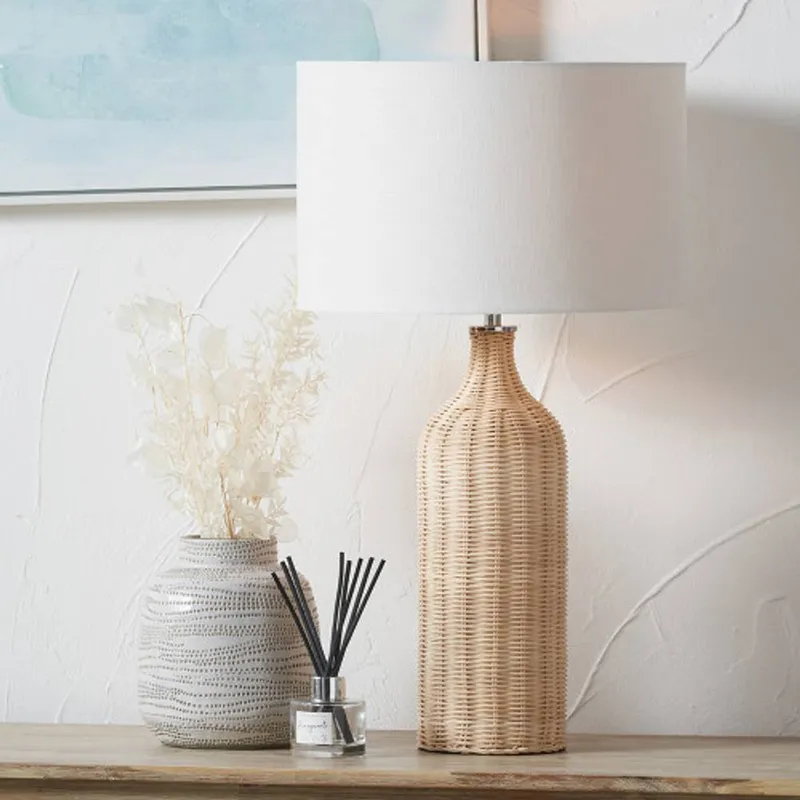 Ruma Rattan Bottle Table Lamp with Shade in Natural Natural