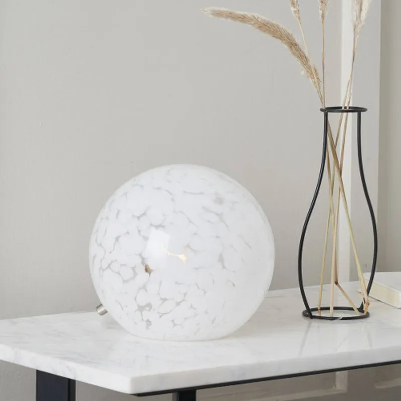 Ruma Unisex Speckled White Glass Spherical Table Lamp White One Size female