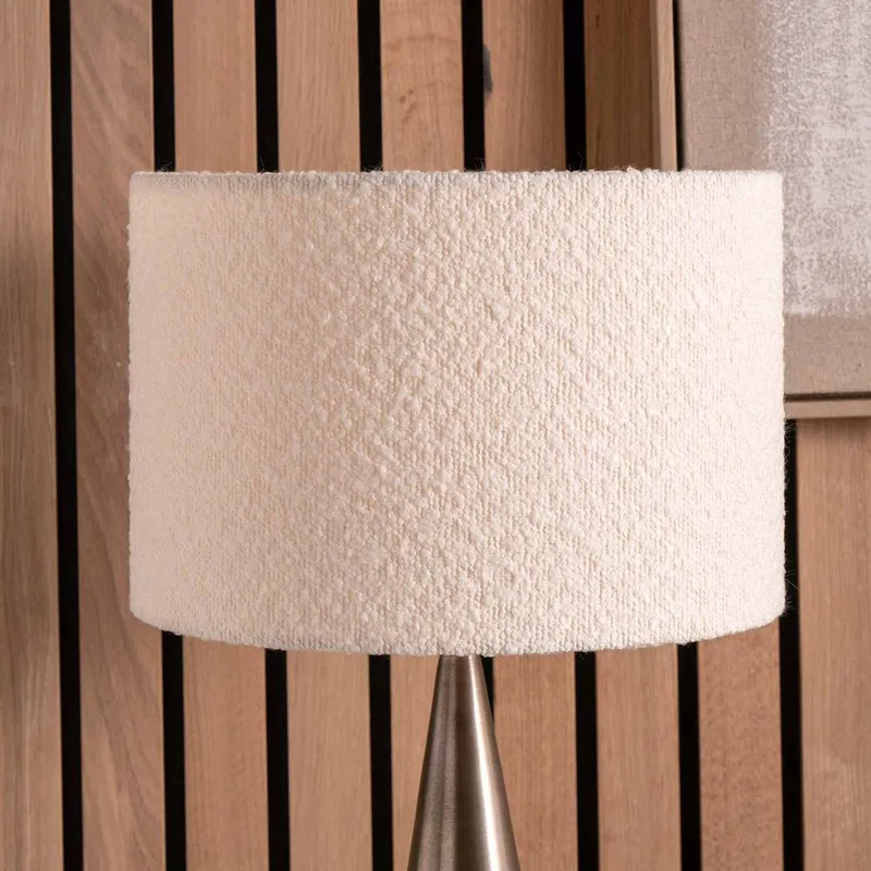 Ruma White Boucle Cylinder Shade for Table Lamps Size: 12 inches - White