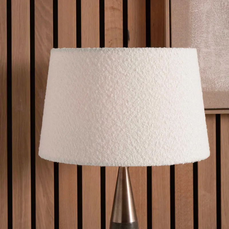 Ruma White Boucle Tapered Cylinder Shade for Table Lamps Size: 12 inches - White