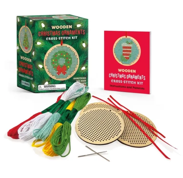 Running Press Wooden Christmas Ornaments Cross-Stitch Kit : Everything You Need To Create 3 Keepsakes