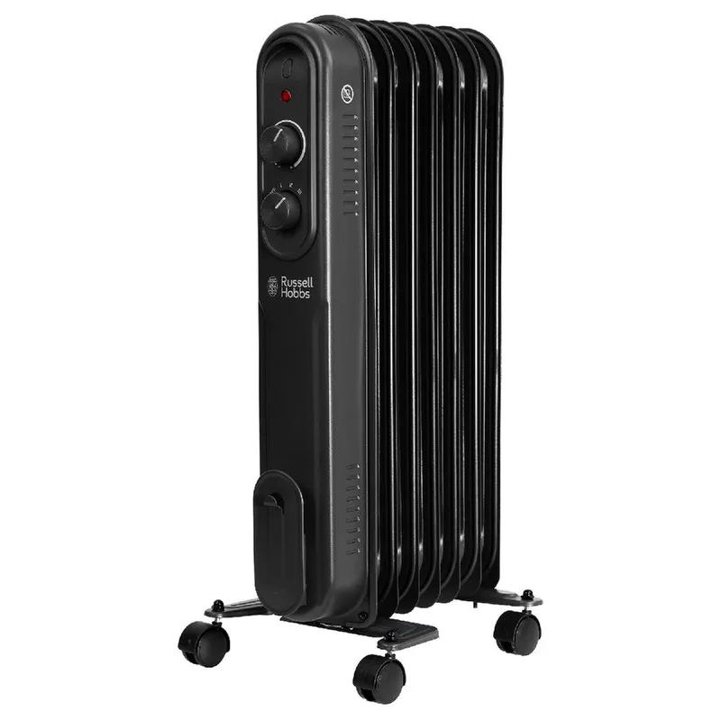 Russell Hobbs 1500W Electric Heater 7 fin Oil Filled Radiator RHOFR7004 in Black Black
