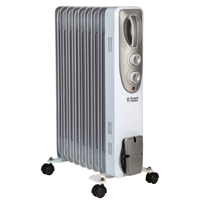 Russell Hobbs Oil Filled Radiator 9 Fin 2000W Electric Heater RHOFR5002 in White - White