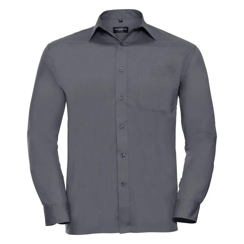 Russell Men's Collection Long Sleeve Shirt in Grey Size: 17 inches Grey 17 inches