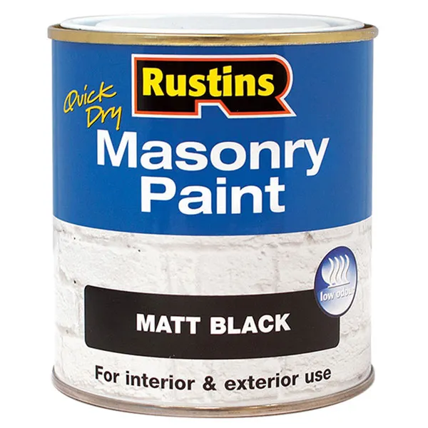 Rustins Quick Dry Masonry Paint Black 500Ml Black 500ml