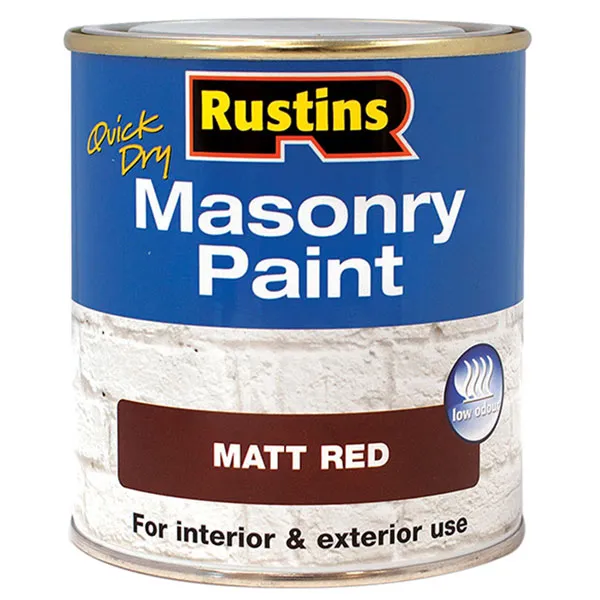 Rustins Quick Dry Masonry Paint Red 500Ml Red 500ml