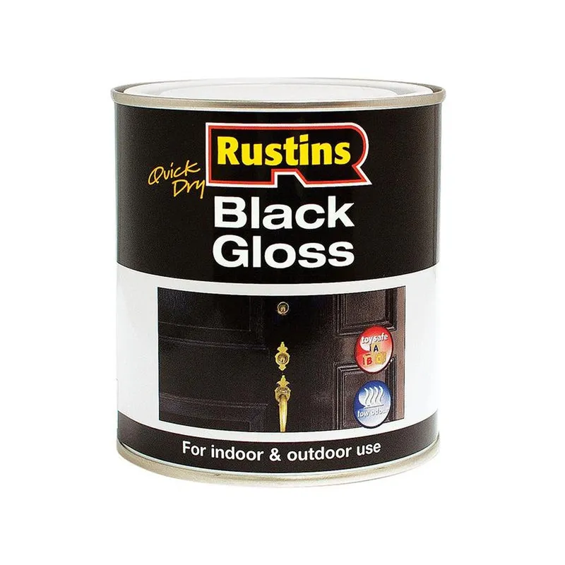 Quick Dry Black Gloss 1 Litre - Rustins