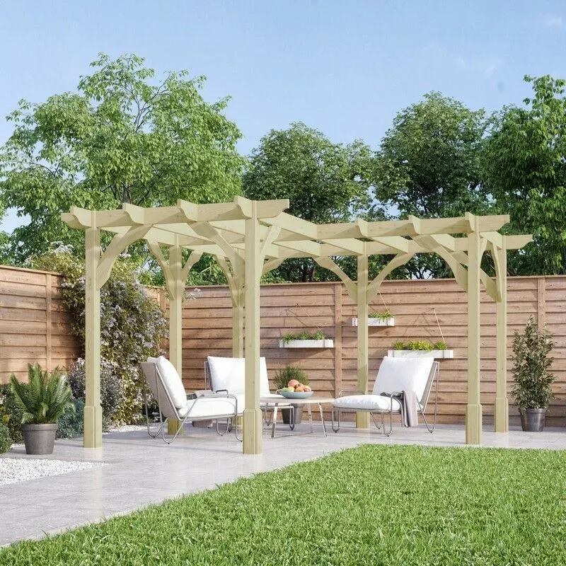 Rutland County Garden Furniture Ltd Corner Pergola - Wood - L480 x W480 cm - Light Green