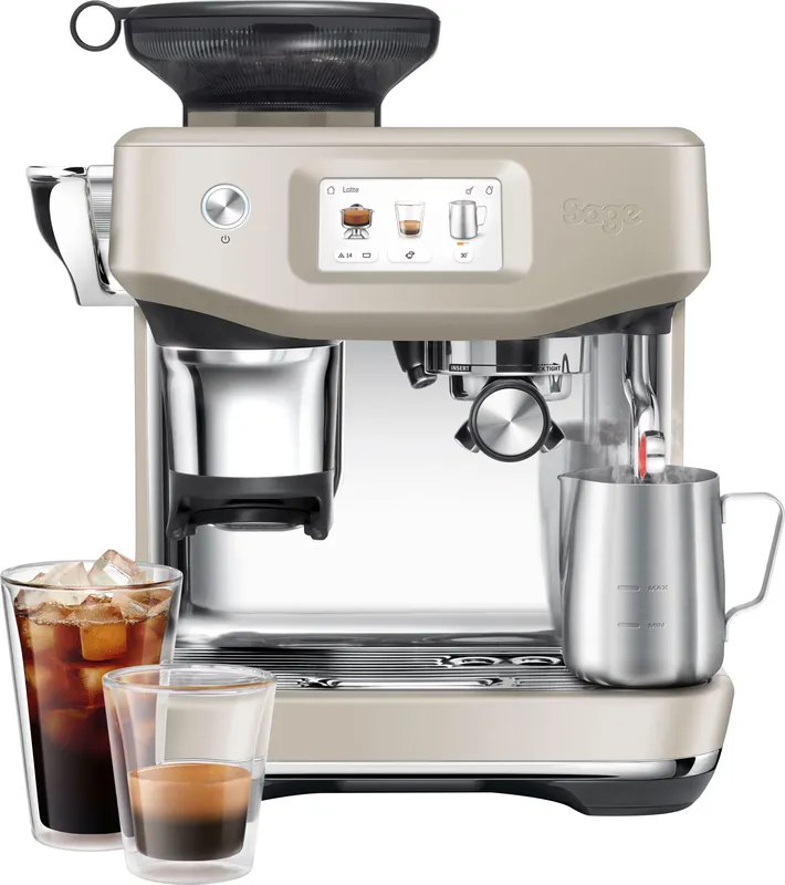 Sage The Barista Touch™ Impress with Cold Brew Espresso Coffee Machine - Almond Nougat - SES882ALM4GUK1, Gold