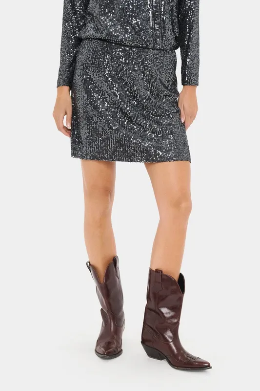 Saint Tropez Women's Reyana Short Skirt in Dark Grey Size: Small - Dark Grey - Size: S
