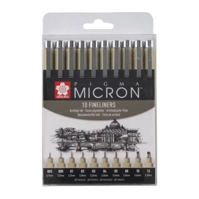 Sakura : Pigma : Micron Pen : Wallet : Set of 10 : Black