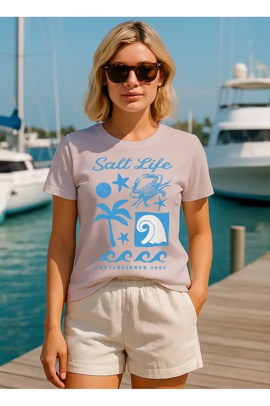 Salt Life Beach Stamp Womens T-Shirt - - Size: L
