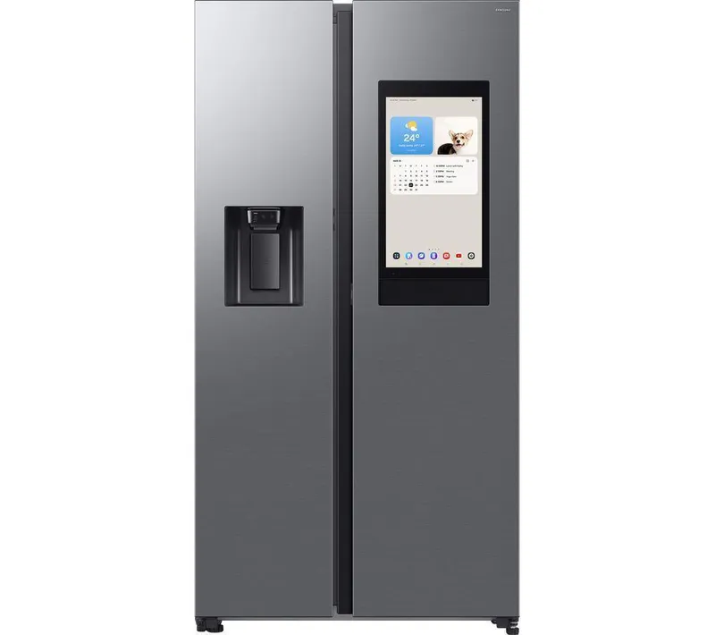 Samsung Bespoke AI Family Hub RS90F66BETEU American-Style Smart Fridge Freezer - Silver/Grey