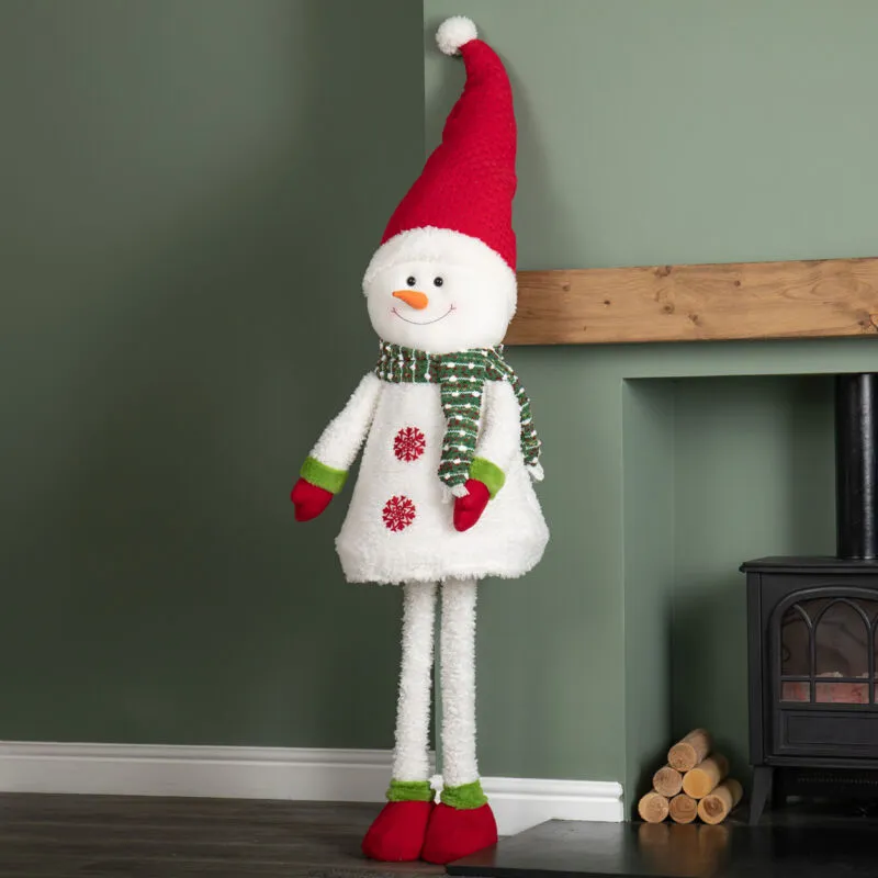 Samuel Alexander 1.8m Tall Extendable Plush Snowman Decoration with Telescopic Legs