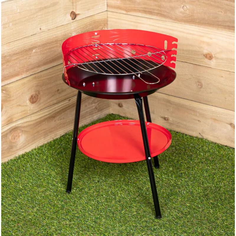 Samuel Alexander 14" Round Garden Barbecue / Bbq with Wind Shield & Shelf