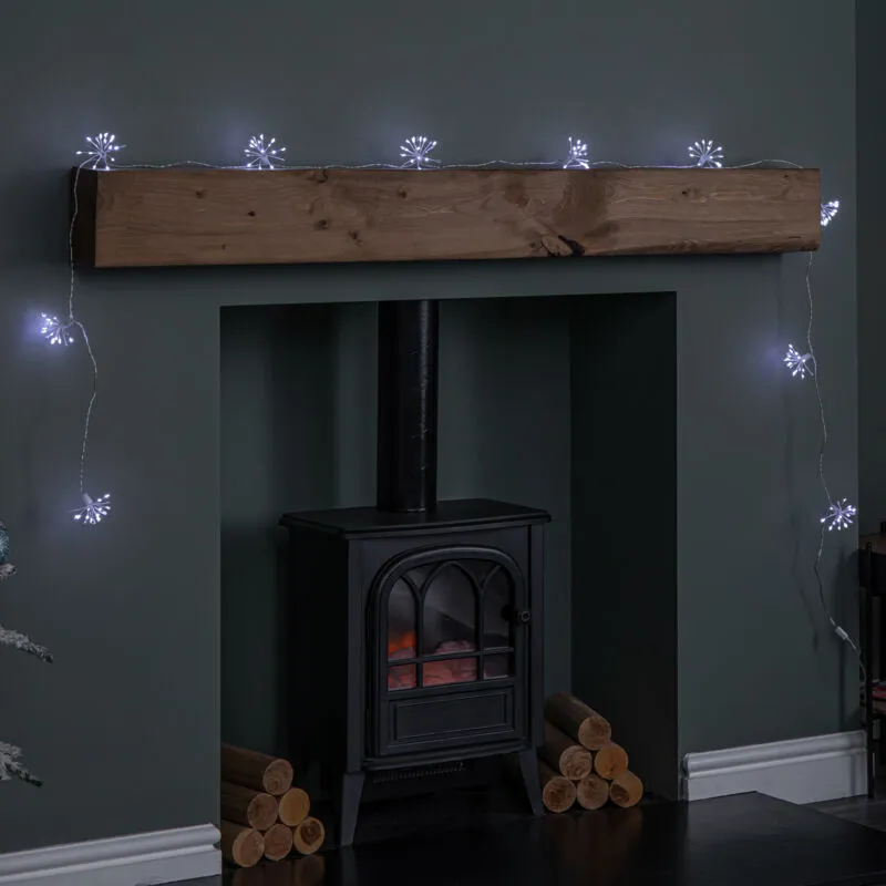 Samuel Alexander 2.7m Set of 10 Twinkling Starburst String Lights with 200 White LEDs White