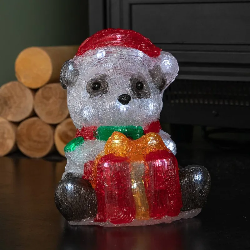 1 20cm Battery Operated Light up Christmas Ice Panda with 30 Cool White LEDs
