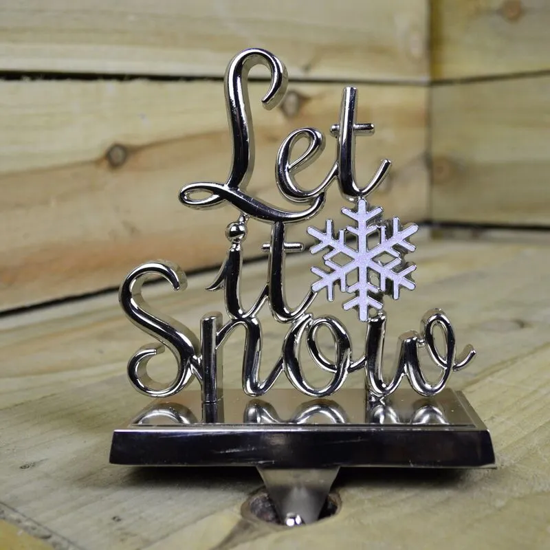 Samuel Alexander 22cm Silver Christmas Stocking Hanger - Let it Snow