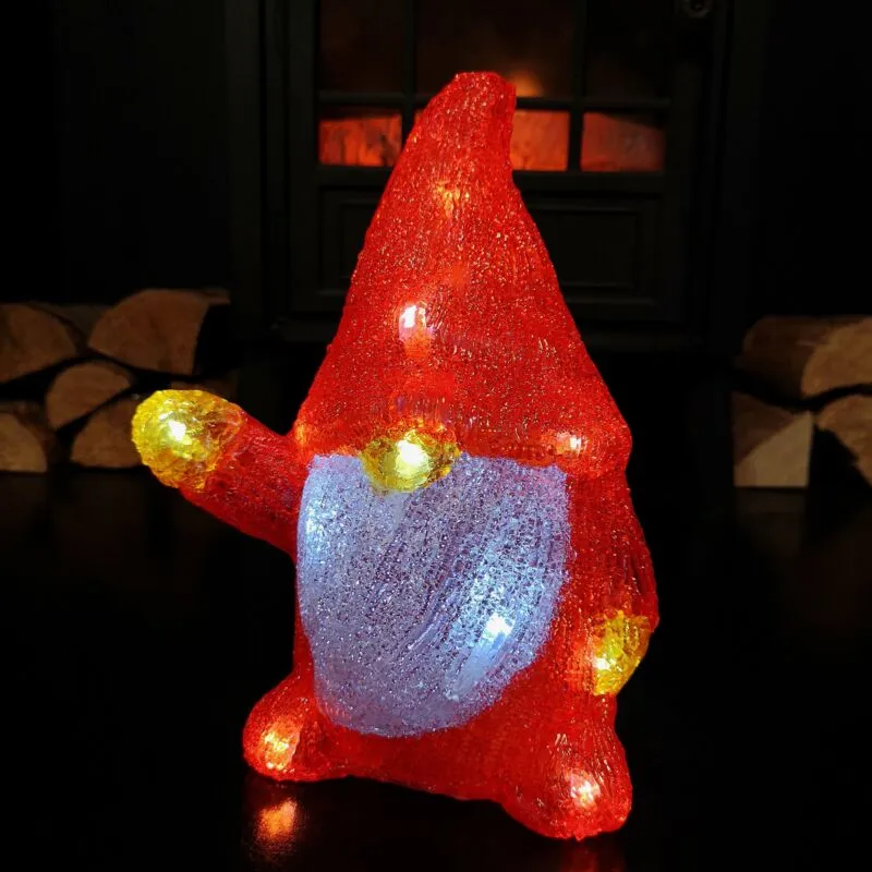 1 23cm Battery Operated Light up Acrylic Christmas Gonk with LEDs in Red