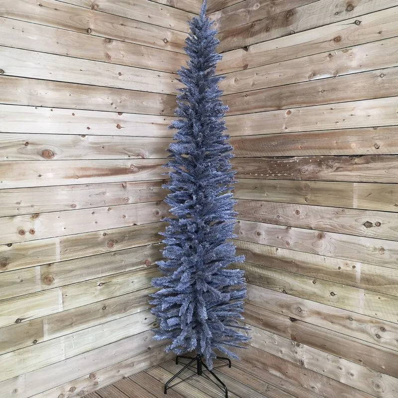 Samuel Alexander 244cm / 8ft Wrapped Pencil Pine Grey Christmas Tree with 460 Tips Grey