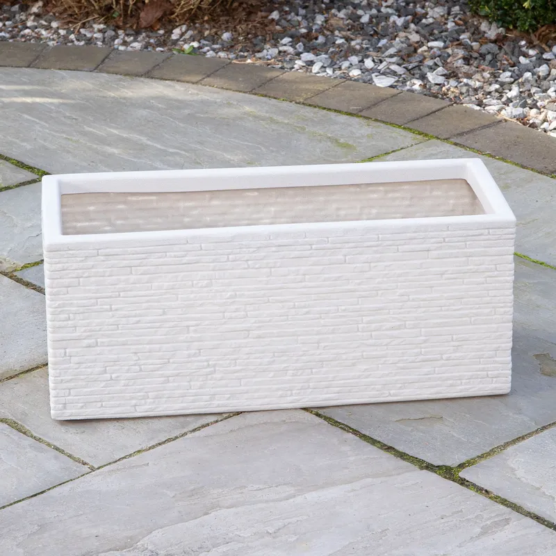 Samuel Alexander 25cm Plastic Slate Effect Garden Patio Trough in Stone in Grey Grey