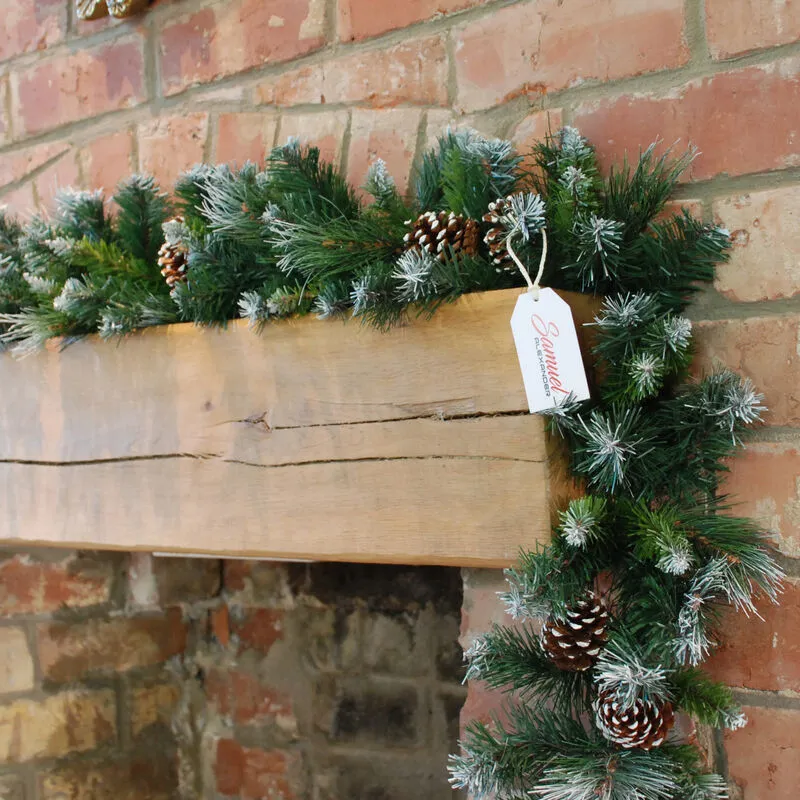 Samuel Alexander 270cm x 25cm Frosted Glacier Christmas Garland with Pine Cones in Green Size: 270 cm x 25 cm Green 270 cm x 25 cm