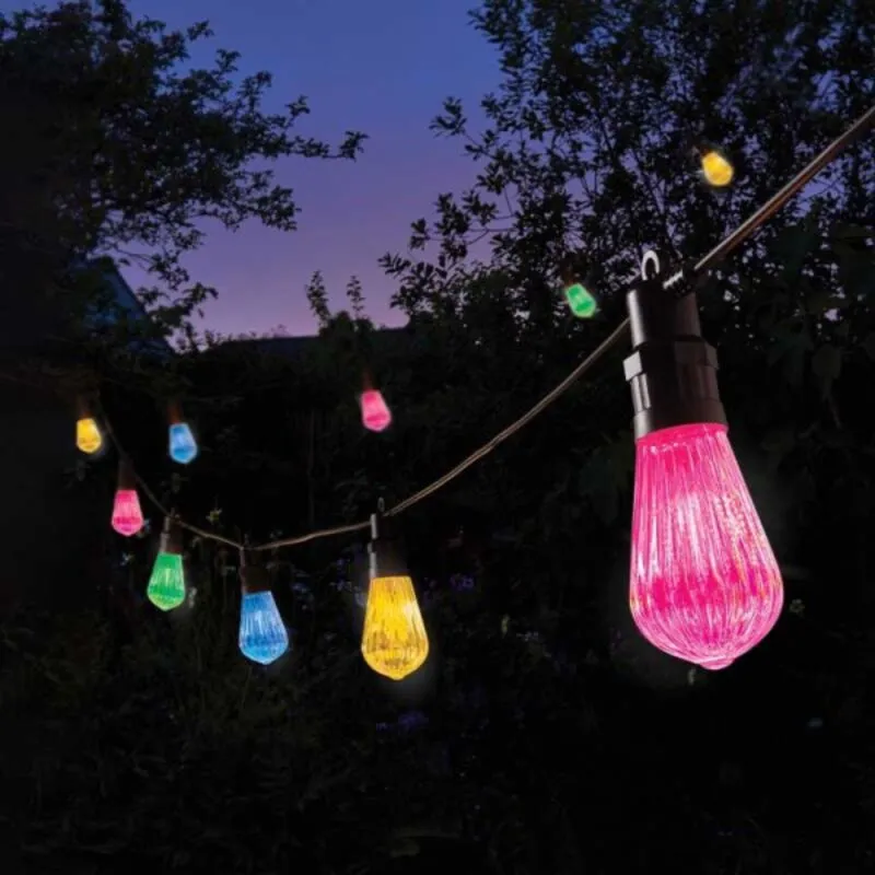 4.5m Set of 10 Connectable Fluted Festoon String Lights with Multi-Coloured LEDs