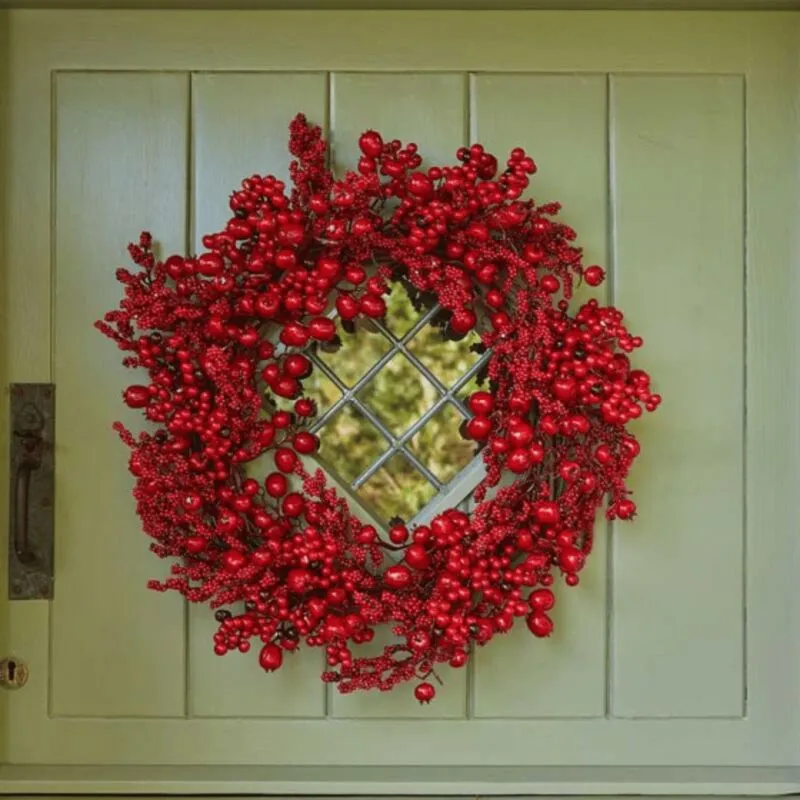 Samuel Alexander 40cm Hanging Red Berry Burst Christmas Wreath Red