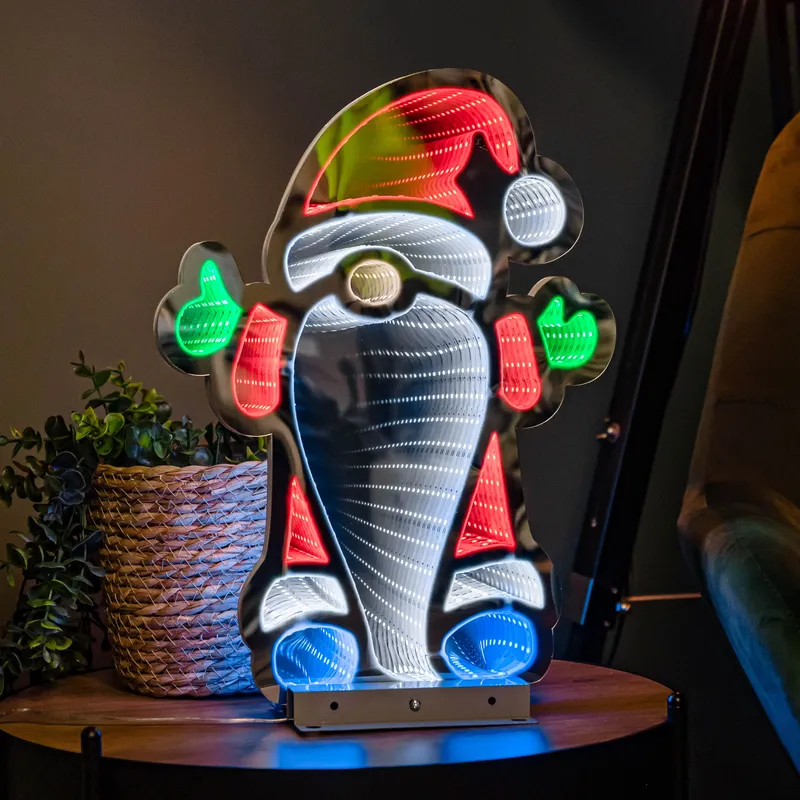 Samuel Alexander - 40cm Infinity Christmas Santa with Metal Base and Multi-Coloured LEDs