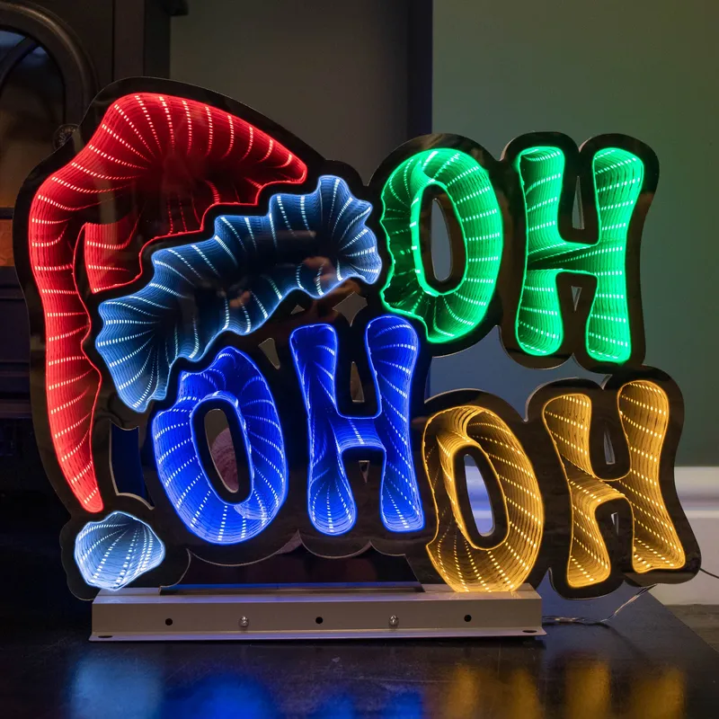 Samuel Alexander 40cm Infinity Ho Ho Ho on Metal Base with Multi-Coloured LEDs Multicolor