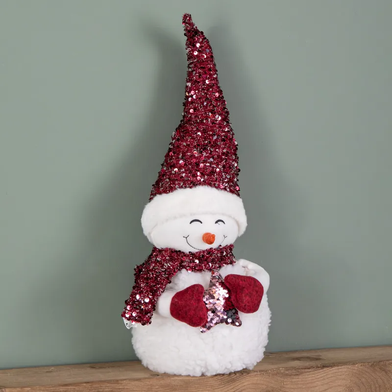 1 50cm Large Soft Fabric Sitting Snow Girl Christmas Decoration