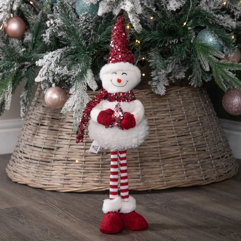 Samuel Alexander 50cm Large Soft Fabric Standing Snow Christmas Decoration in White White