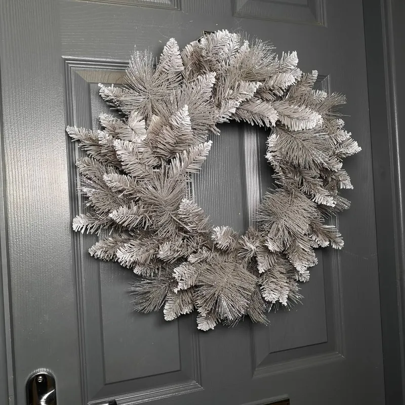 Premier Decorations Snowy White Christmas Door Wreath Decoration - 50cm