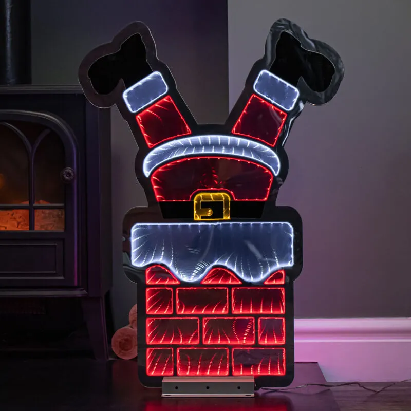 1 60cm Light up Santa's Leg in Chimney Christmas Infinity Decoration with LEDs