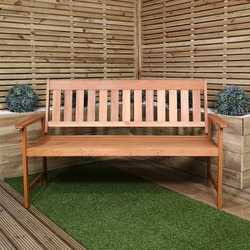 Samuel Alexander Cartmel 2 Seater Outdoor Wooden Garden Patio Bench in Brown Brown