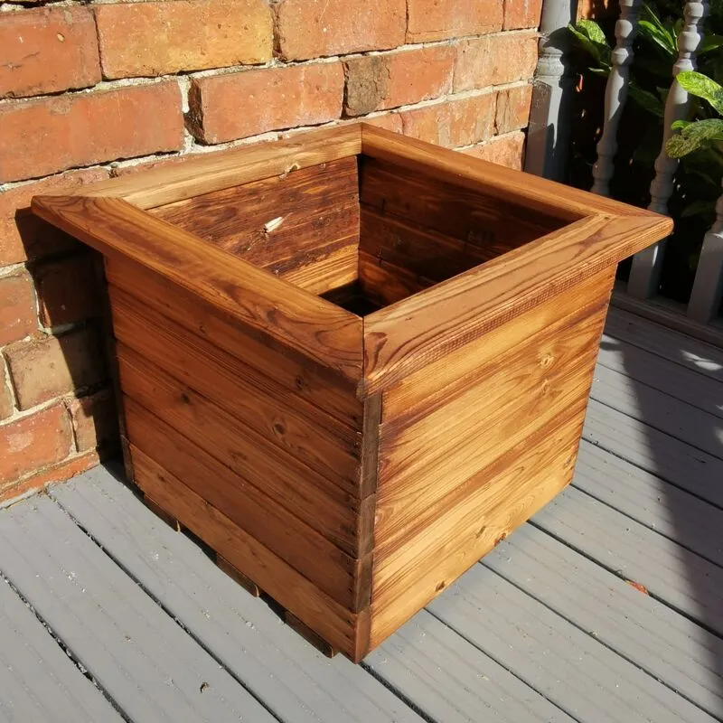 Samuel Alexander - Hand Made 46cm x 46cm Chunky Rustic Wooden Garden Large Square Planter