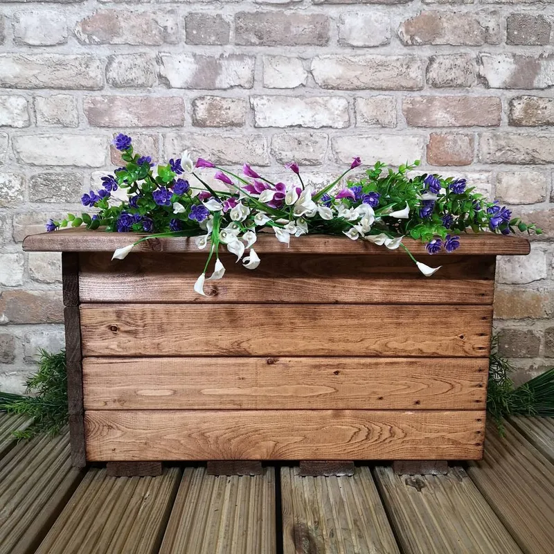 1 Hand Made 56cm x 34cm Rustic Wooden Small Garden Trough / Flower Bed Planter