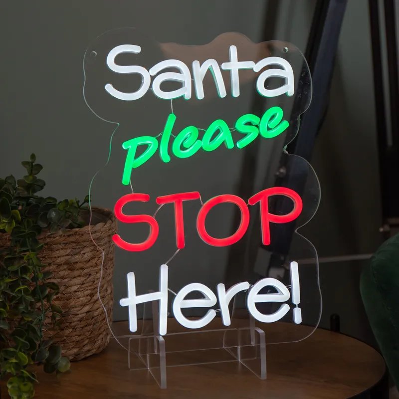 Samuel Alexander Light up Santa Please Stop Here Christmas Sign Multicolor