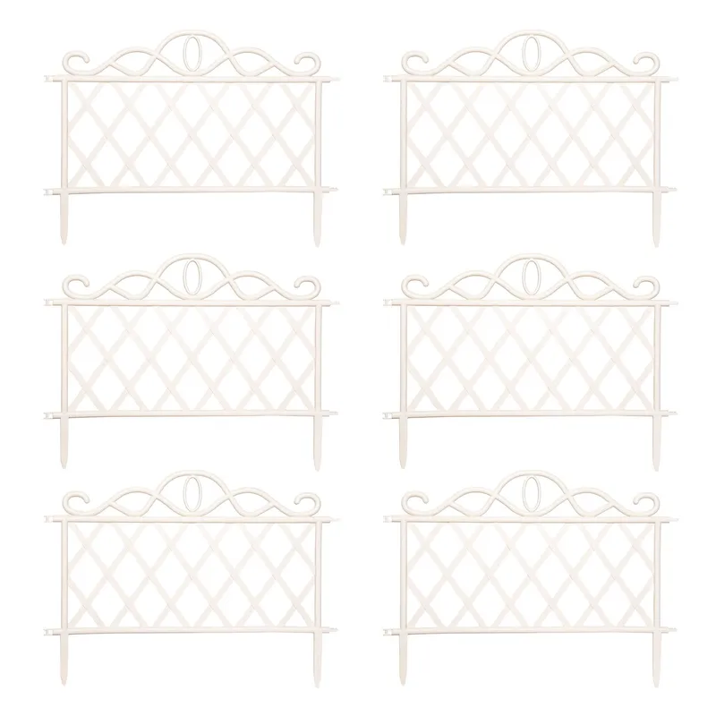 1 Pack of 6 27cm White Plastic Garden Patio Lawn Border Fence Edging