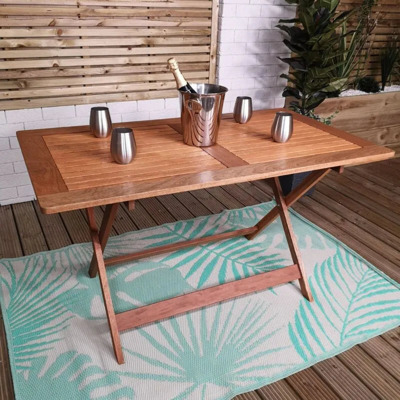 Samuel Alexander Windermere Outdoor 6 Person Folding Rectangular Wooden Table in Brown Brown